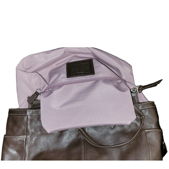 Coach Brown Leather pleated gallery shopper, hangtag, F15147, Double han… - Picture 8 of 12